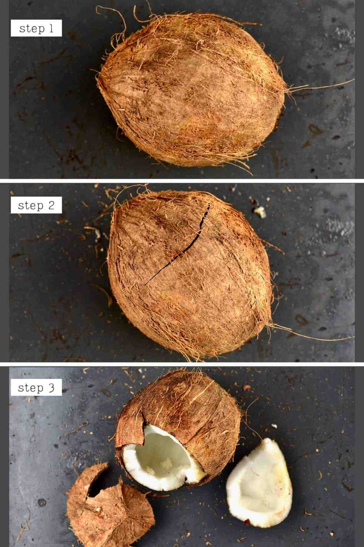 How do you open a coconut at home?
