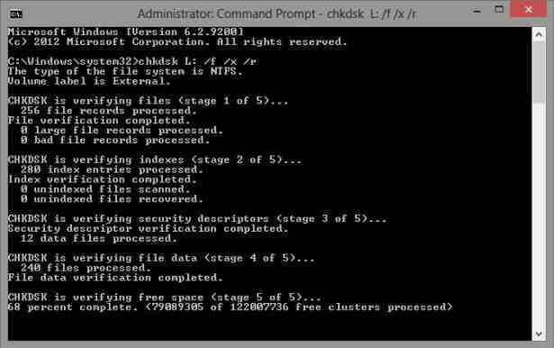 How to How do I run chkdsk in C?