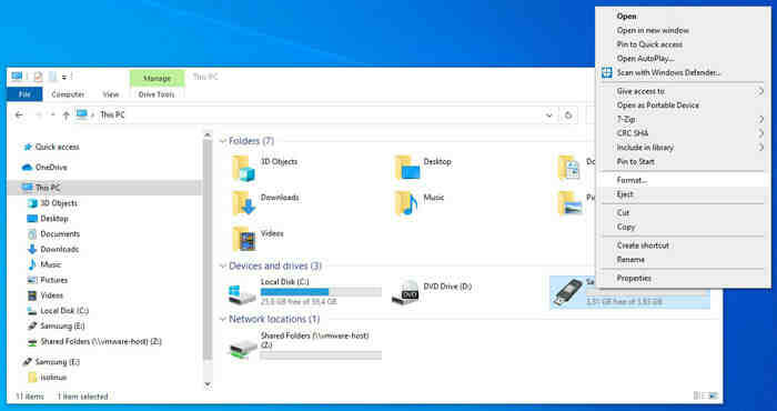 What format should USB be for Windows 10?